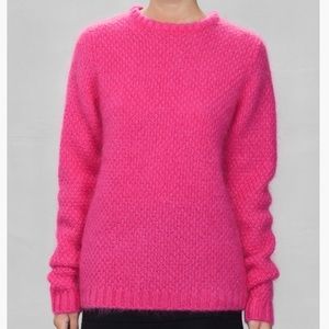 & Other Stories Fuzzy Bright Pink Sweater